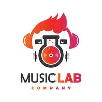 design de logotipo de laboratório de música moderno vetor