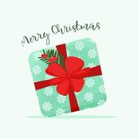 cartaz de feliz Natal com caixa de presente. ilustração vetorial fofa em estilo simples vetor