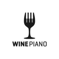 logotipo da taça de vinho de piano vetor