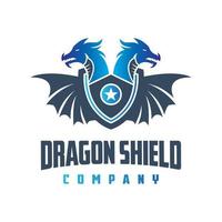 design do logotipo do escudo do dragão azul vetor
