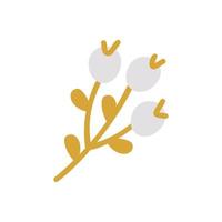 ramo de vetor com bagas em fundo branco. ilustração botânica do inverno do elemento floral. galhos pastel com bagas escandinavas. galhos para design