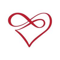 vetor de logotipo sinal para sempre de amor de coração vermelho. símbolo romântico do infinito ligado, junção, paixão e casamento. modelo para camiseta, cartão, pôster. elemento plano de design de ilustração do dia dos namorados