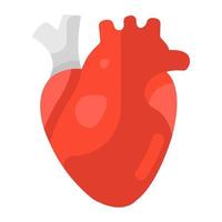 ícone de órgão cardíaco em vetor de coração humano de estilo simples