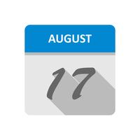 17 de agosto Data em um calendário de dia único vetor