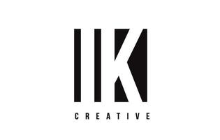 Design de logotipo de letra ik ik branca com quadrado preto. vetor