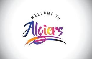 algiers bem-vindo à mensagem em vibrantes cores roxas modernas. vetor