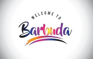 barbuda bem-vindo à mensagem em cores roxas vibrantes e modernas. vetor