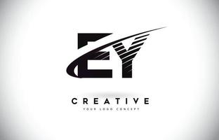 ey ey letter logo design com swoosh e linhas pretas. vetor