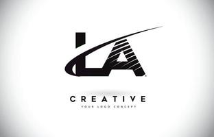 la la carta logo design com swoosh e linhas pretas. vetor