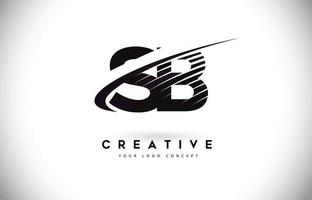 sb sb letter logo design com swoosh e linhas pretas. vetor