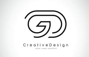 design do logotipo da letra gd gd em cores pretas.