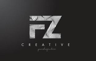 logotipo da letra fz fz com vetor de design de textura de linhas zebra.