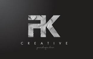 fk fk letter logo com vetor de design de textura de linhas zebra.