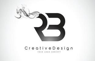 design de logotipo de carta rb com fumaça preta. vetor