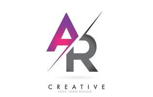 logotipo da letra ar ar com design colorblock e corte criativo. vetor