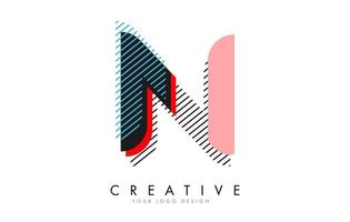 letra n com um design de logotipo abstrato arte pop. vetor