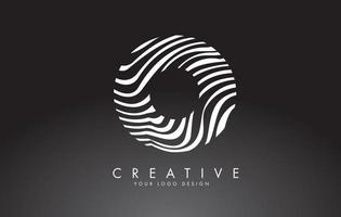 o design de logotipo de carta com impressão digital, madeira preto e branco ou textura de zebra em um fundo preto. vetor