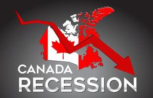 mapa do conceito criativo da crise econômica da recessão do Canadá com a seta do crash econômico. vetor