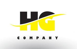 hg hg logotipo da letra preta e amarela com swoosh. vetor