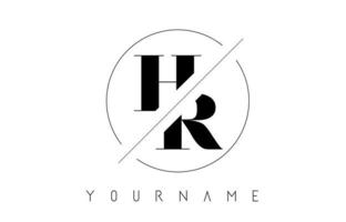logotipo da carta hr com design recortado e cruzado vetor