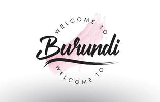 burundi bem-vindo ao texto com pincelada aquarela rosa vetor