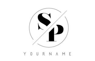 logotipo da letra sp com design recortado e cruzado vetor