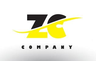 logotipo da letra zc zc preto e amarelo com swoosh. vetor