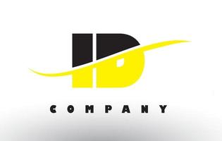 logotipo de letra id id preto e amarelo com swoosh. vetor