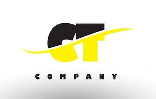 logotipo da letra ct ct preto e amarelo com swoosh. vetor