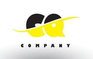 logotipo da letra cq cq preto e amarelo com swoosh. vetor