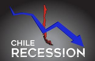 mapa do conceito criativo de crise econômica de recessão chile com seta de crash econômico. vetor