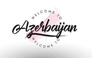 azerbaijão, bem-vindo ao texto com pincelada aquarela rosa vetor