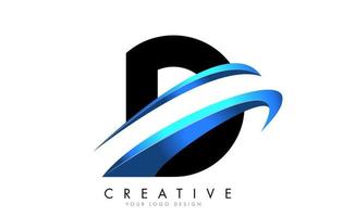logotipo da letra d com design de swash gradiente azul. vetor