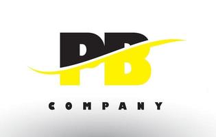 logotipo da letra pb pb preta e amarela com swoosh. vetor