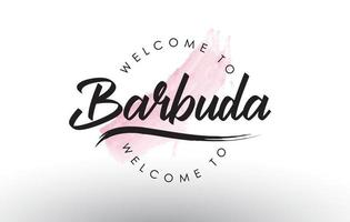 barbuda, bem-vinda ao texto com pincelada aquarela rosa vetor