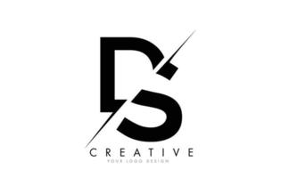 ds ds letter logo design com um recorte criativo. vetor