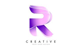 letra r design de logotipo com textura de cetim e aparência fluida. vetor