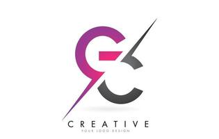 logotipo da letra gc gc com design de bloco de cores e corte criativo. vetor