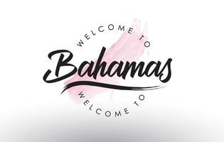 bahamas, bem-vindo ao texto com pincelada aquarela rosa vetor