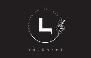 logotipo da letra l inicial criativa com letras e folha e elemento de flor desenhada de mão de círculo. vetor