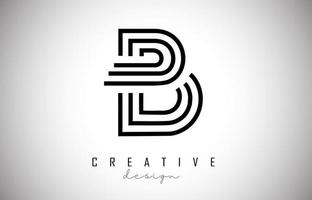 b carta logo monograma vector design. ícone de letra b criativo com linhas pretas