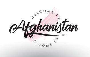 Afeganistão, bem-vindo ao texto com pincelada aquarela rosa vetor