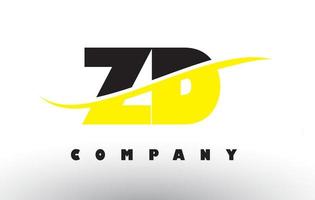 logotipo da letra zd zd preto e amarelo com swoosh. vetor