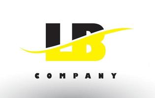 lb lb logotipo de carta preta e amarela com swoosh.