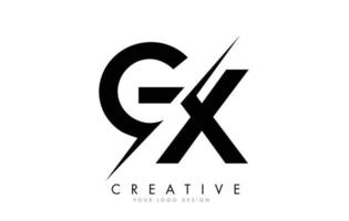 Projeto do logotipo da letra gx gx com um corte criativo. vetor