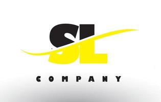 logotipo da letra sl sl preto e amarelo com swoosh. vetor