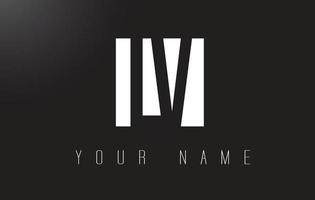 logotipo da letra lv com design de espaço negativo em preto e branco. vetor