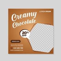 modelo de design de postagem de banner para bebidas de chocolate fresco vetor