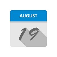 Data de 19 de agosto em um calendário de dia único vetor