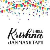 letras de mão shree krishna janmashtami isoladas no branco. ilustração em vetor festival hindu tradicional. modelo fácil de editar para cartaz de tipografia, banner, panfleto, convite, etc.